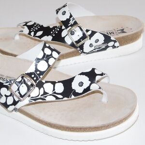 MEPHISTO helen toyko black white thongs sandals women 39 8.5 9